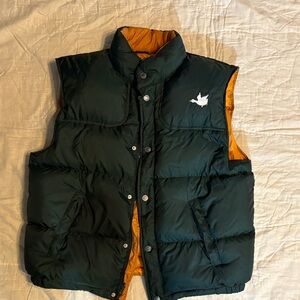 Brian Brothers Dark Green Feather & Down Puffer Vest. Perfect Condition. Sz Med